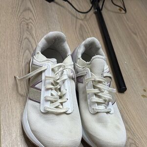 New Balance Cream and Purple Sneakers